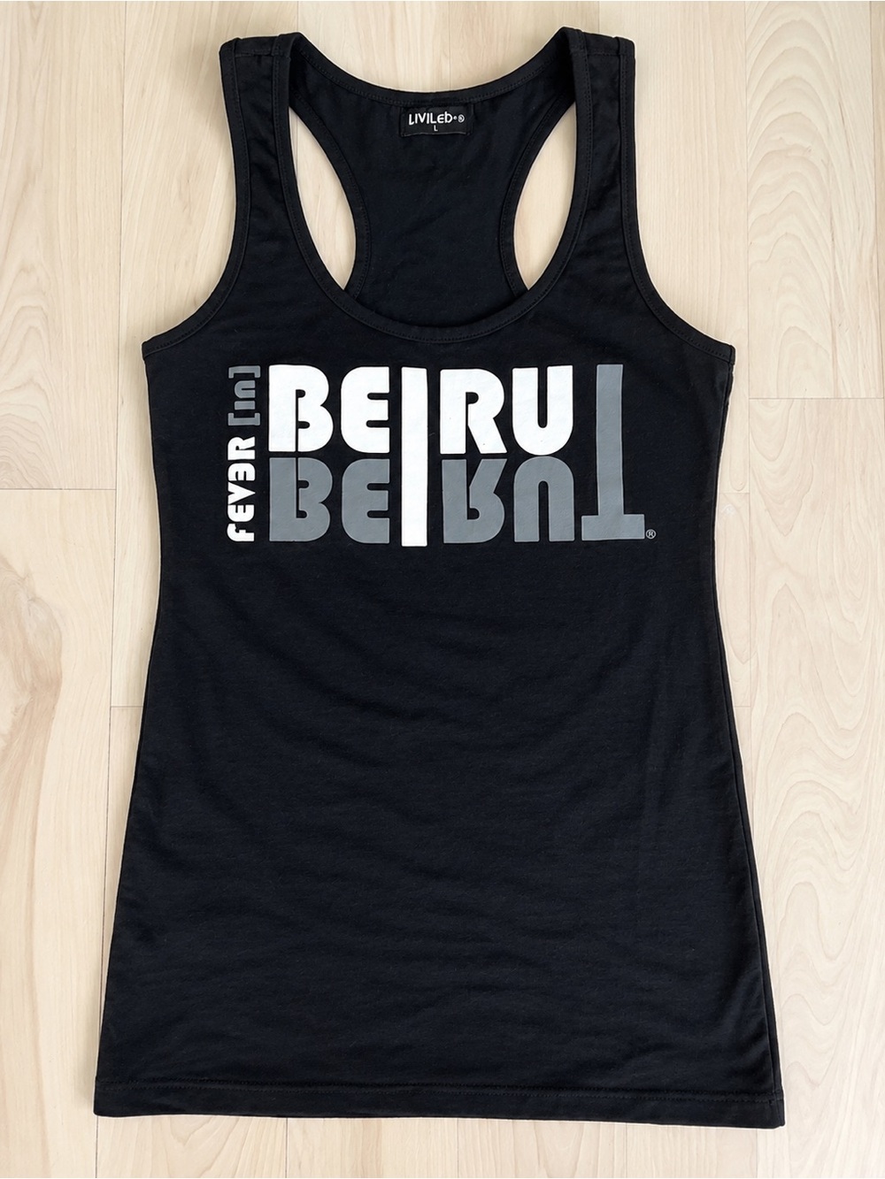 Black 'Beirut' Graphic Racerback Tank